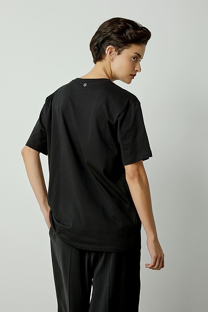Oversized t-shirt με τύπωμα και στρας