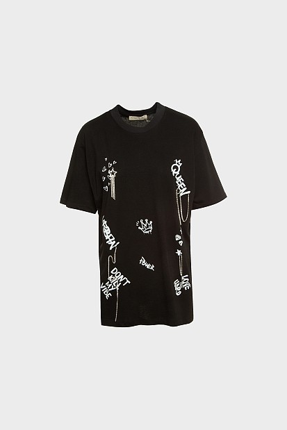 Oversized t-shirt με τύπωμα και στρας