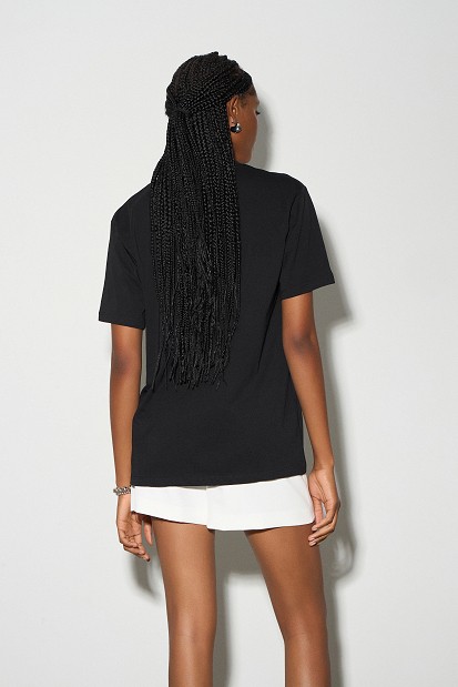 Oversized t-shirt με τύπωμα και στρας