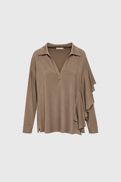Μπλούζα V-neck με βολάν