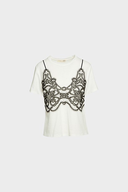 T-shirt με απλικέ δαντέλα