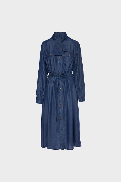 Μάξι σεμιζιέ denim φόρεμα
