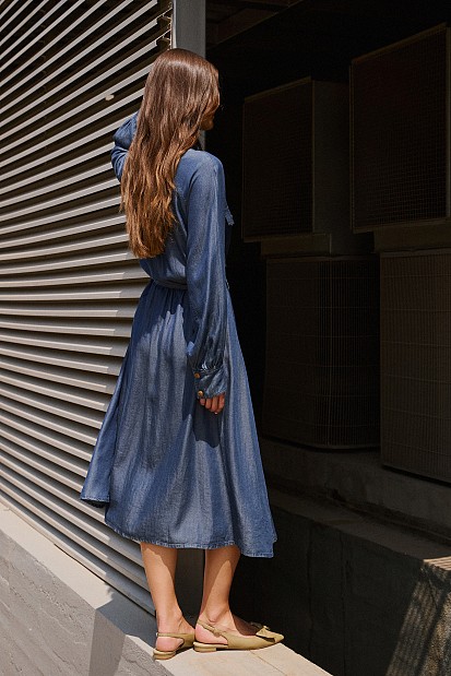 Μάξι σεμιζιέ denim φόρεμα