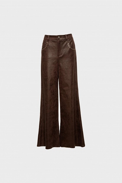 Leather look παντελόνι καμπάνα