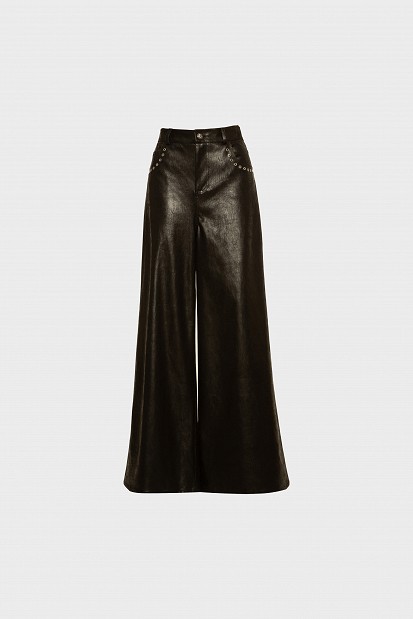 Leather look παντελόνι καμπάνα