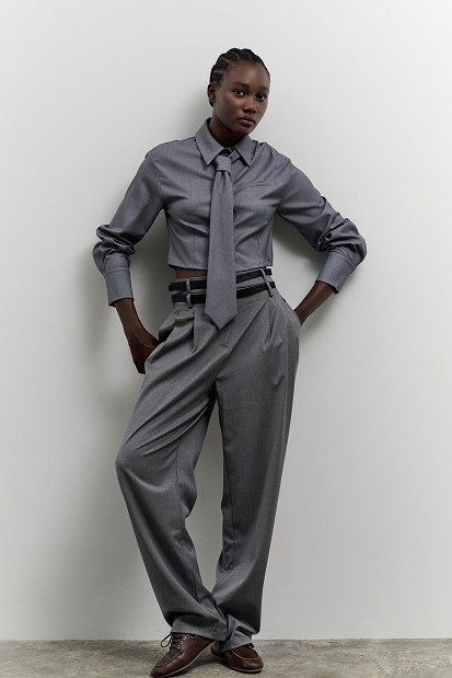 Ψηλόμεσο Παντελόνι με Διπλή Ζώνη