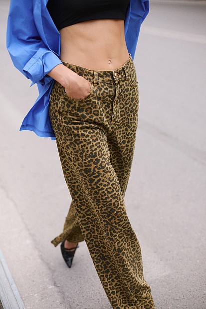 Erika wide-leg animal print τζιν