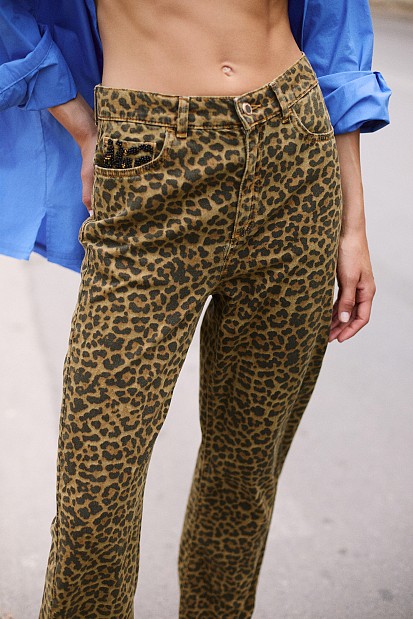 Erika wide-leg animal print τζιν