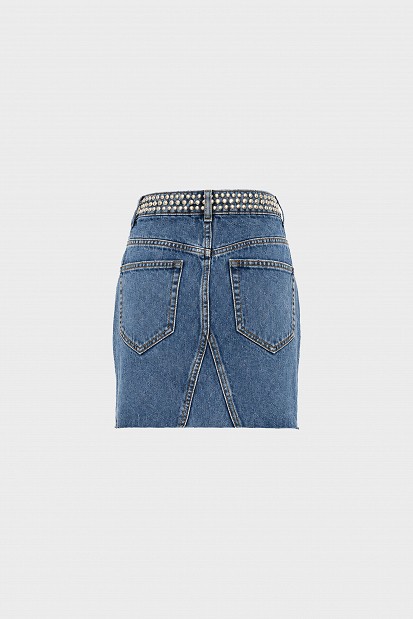 Μίνι denim φούστα με τρουκς