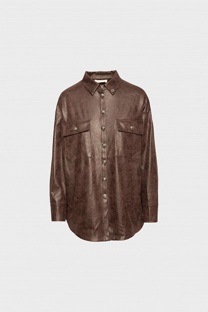Leather look πουκάμισο με κρόσια
