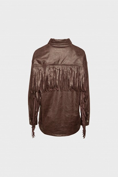 Leather look πουκάμισο με κρόσια