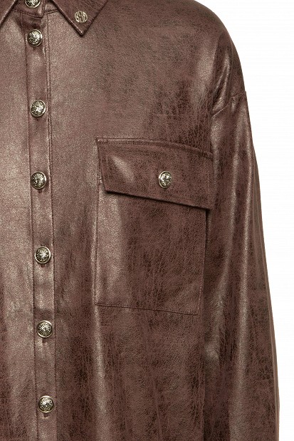 Leather look πουκάμισο με κρόσια