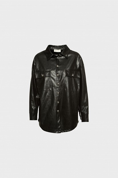 Leather look πουκάμισο με κρόσια