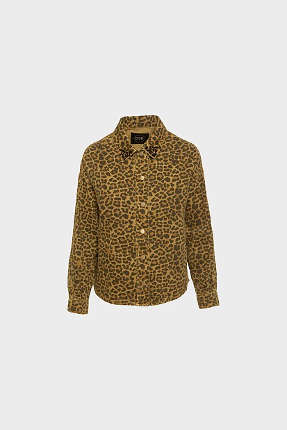 Animal print τζιν τζάκετ