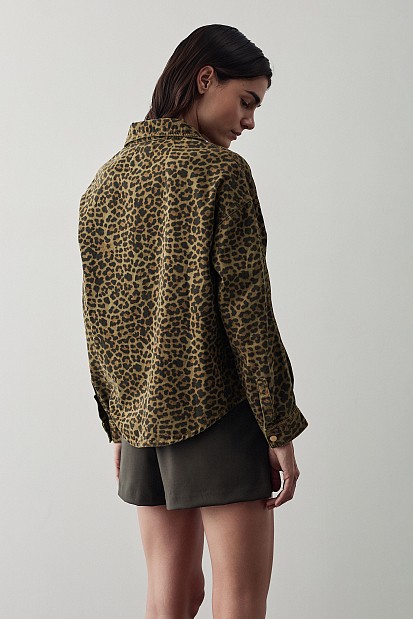 Animal print τζιν τζάκετ
