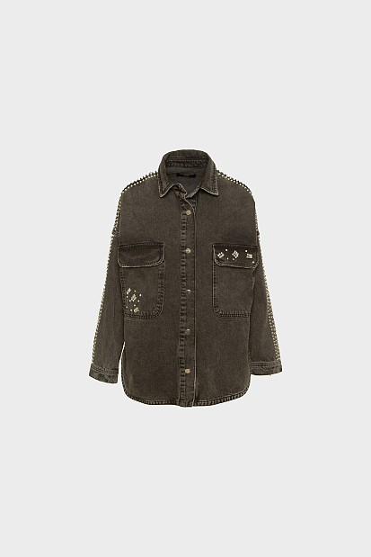 Denim overshirt με τρουκς