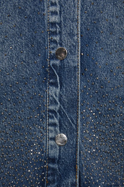 Denim overshirt με στρας