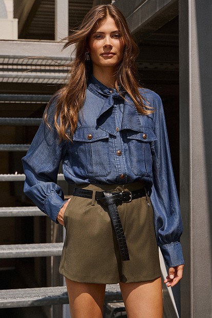 Denim look πουκάμισο
