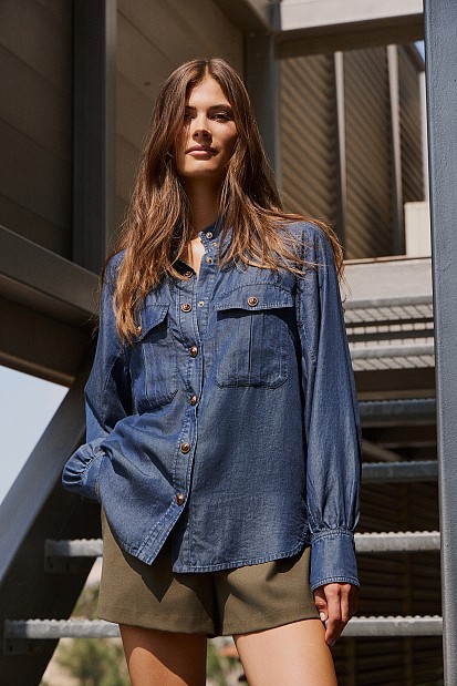 Denim look πουκάμισο