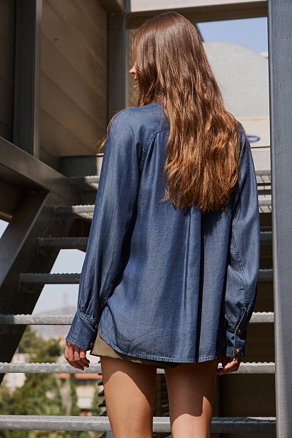 Denim look πουκάμισο