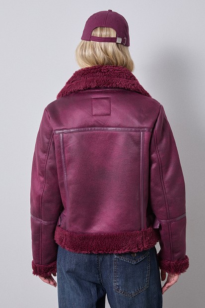 Leather look τζάκετ με γούνα
