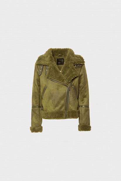 Leather look τζάκετ με γούνα