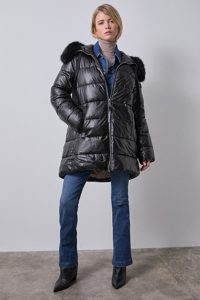 Μίντι puffer μπουφάν