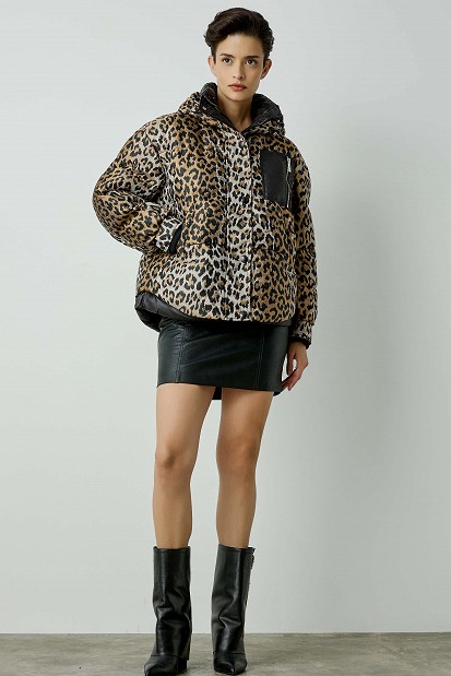 Animal print puffer μπουφάν
