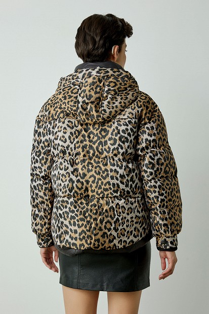 Animal print puffer μπουφάν