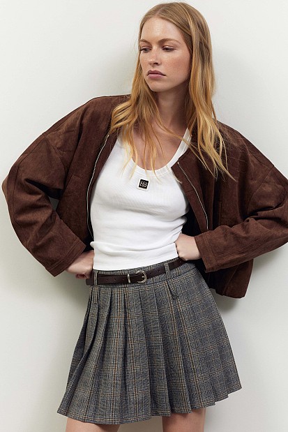 Bomber τζάκετ με όψη suede