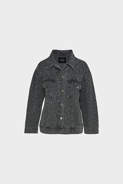 Leopard denim τζάκετ