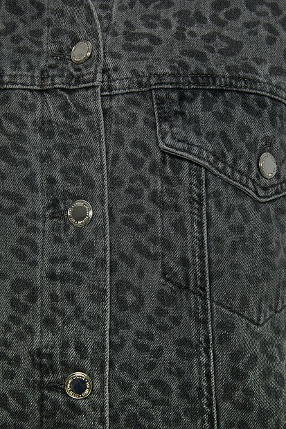 Leopard denim τζάκετ