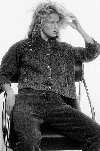 Leopard denim τζάκετ