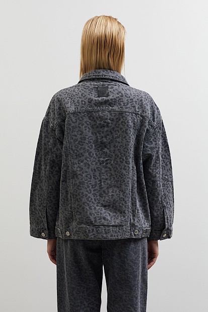Leopard denim τζάκετ