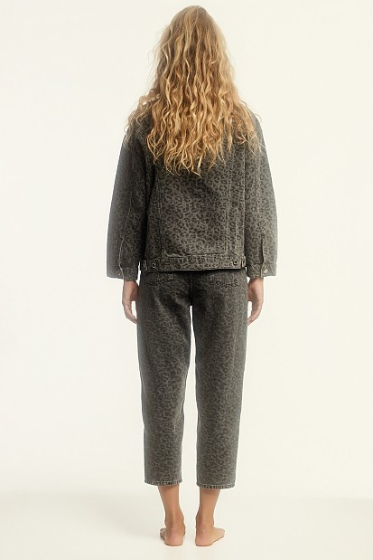 Leopard denim τζάκετ