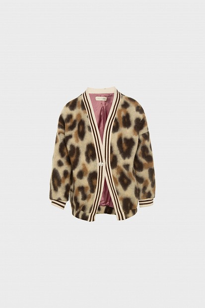Oversized animal print bomber τζάκετ