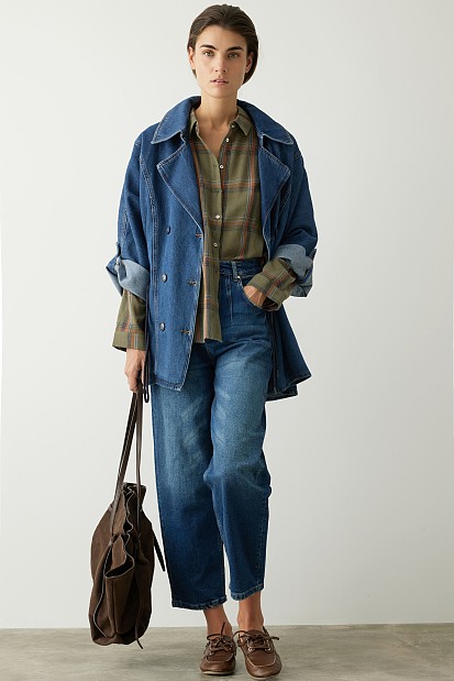 Denim κοντή καπαρντίνα