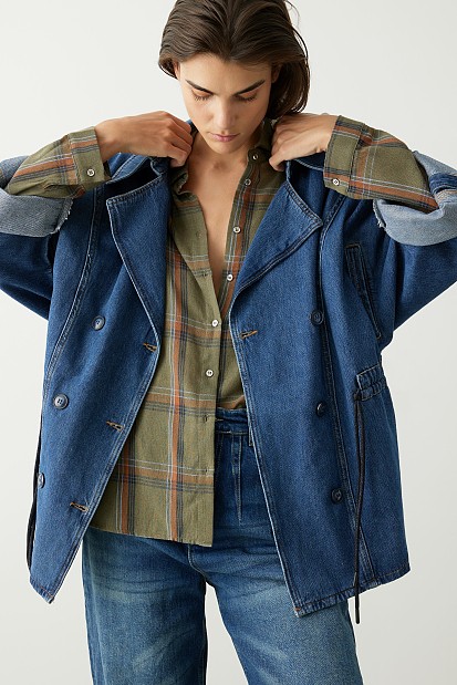 Denim κοντή καπαρντίνα