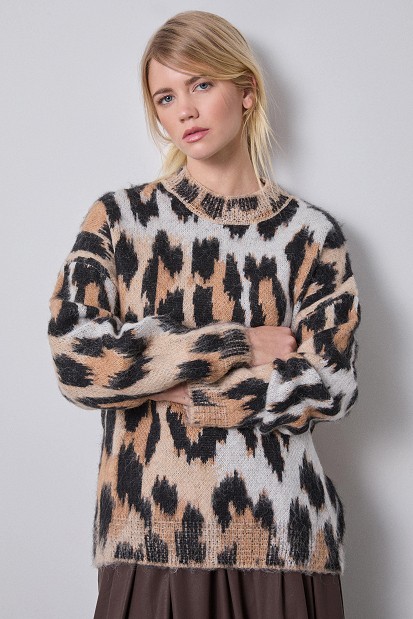 Animal print πουλόβερ