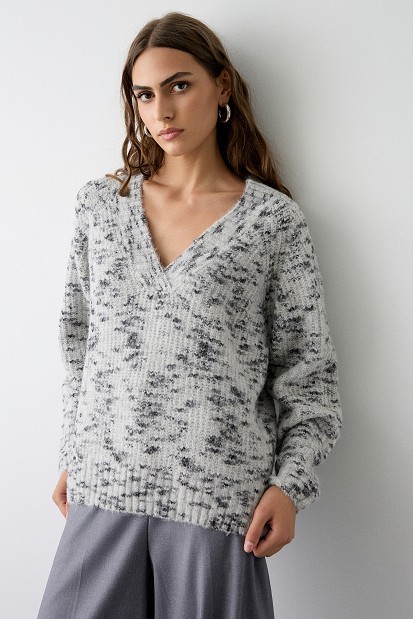 Πολύχρωμο πουλόβεερ V-neck