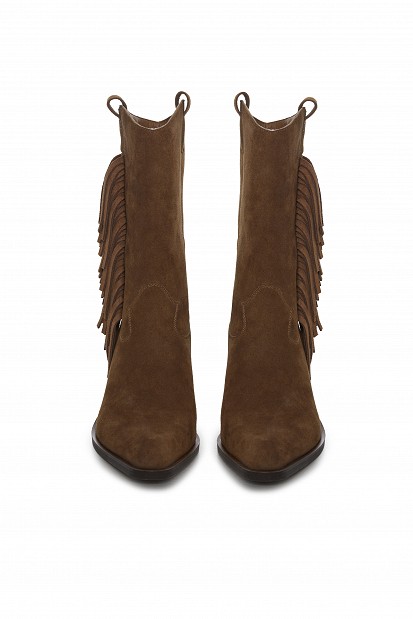 Suede μπότες με κρόσια