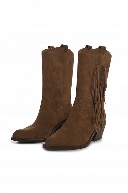 Suede μπότες με κρόσια