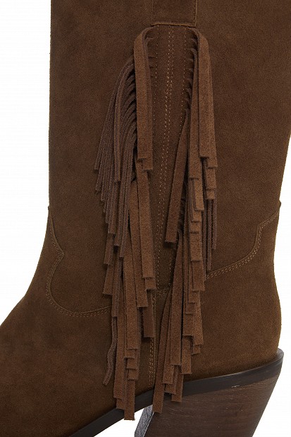Suede μπότες με κρόσια