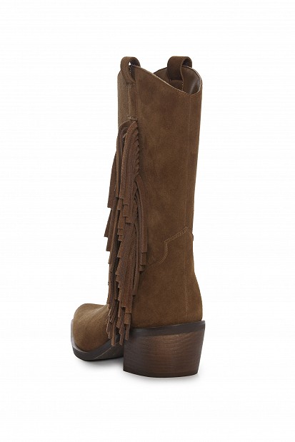 Suede μπότες με κρόσια