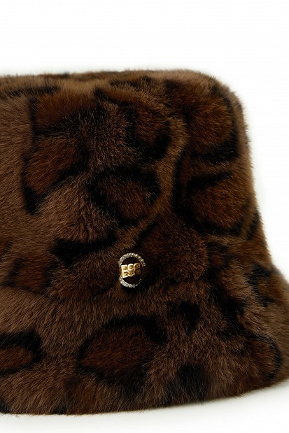 Γούνινο leopard bucket hat