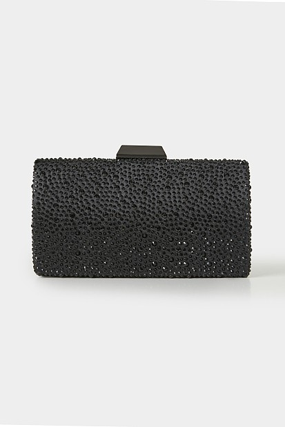 Τσάντα clutch με μαύρα κρύσταλλα