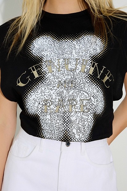 Αμάνικο τοπ με τύπωμα και glitter