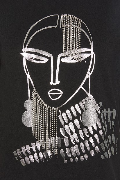 T-shirt με τύπωμα και κρεμαστά στρας