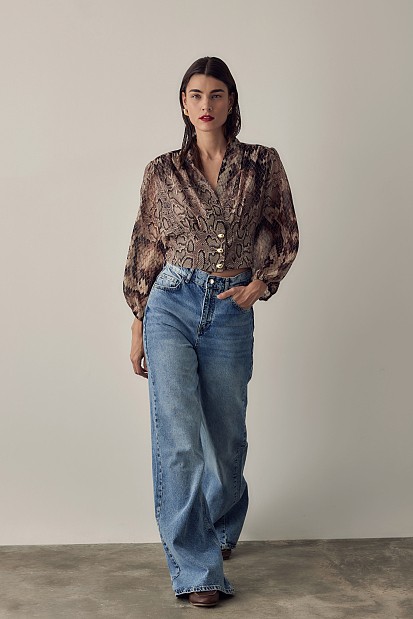 Animal print μεσάτη μπλούζα