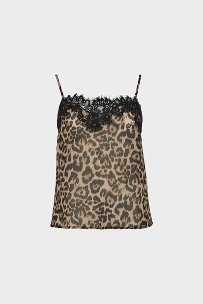 Animal print τοπ με δαντέλα